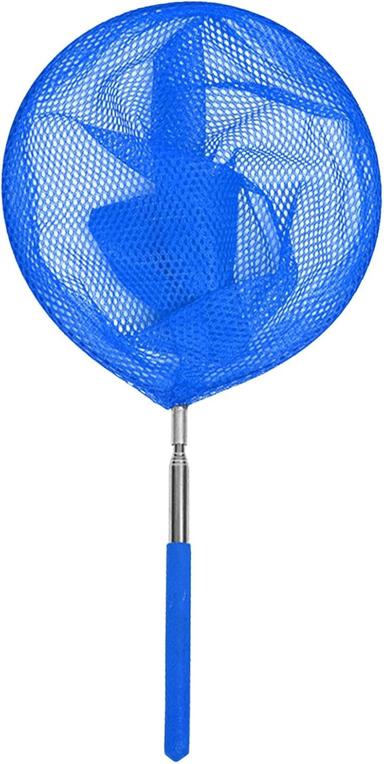 Filet d'épuisette télescopique pour piscine - Filet de nettoyage en acier inoxydable - Épuisette télescopique pour bassin avec poteau télescopique pour femmes, hommes et