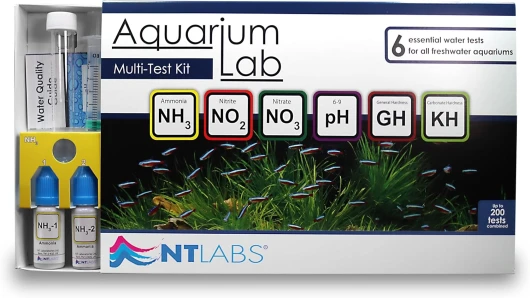 NT Labs Kit de Test pour Aquarium - Test de l'eau d'aquarium - ammoniaque, Nitrite, Nitrate, pH, dureté Carbonate (KH) et dureté générale (GH).