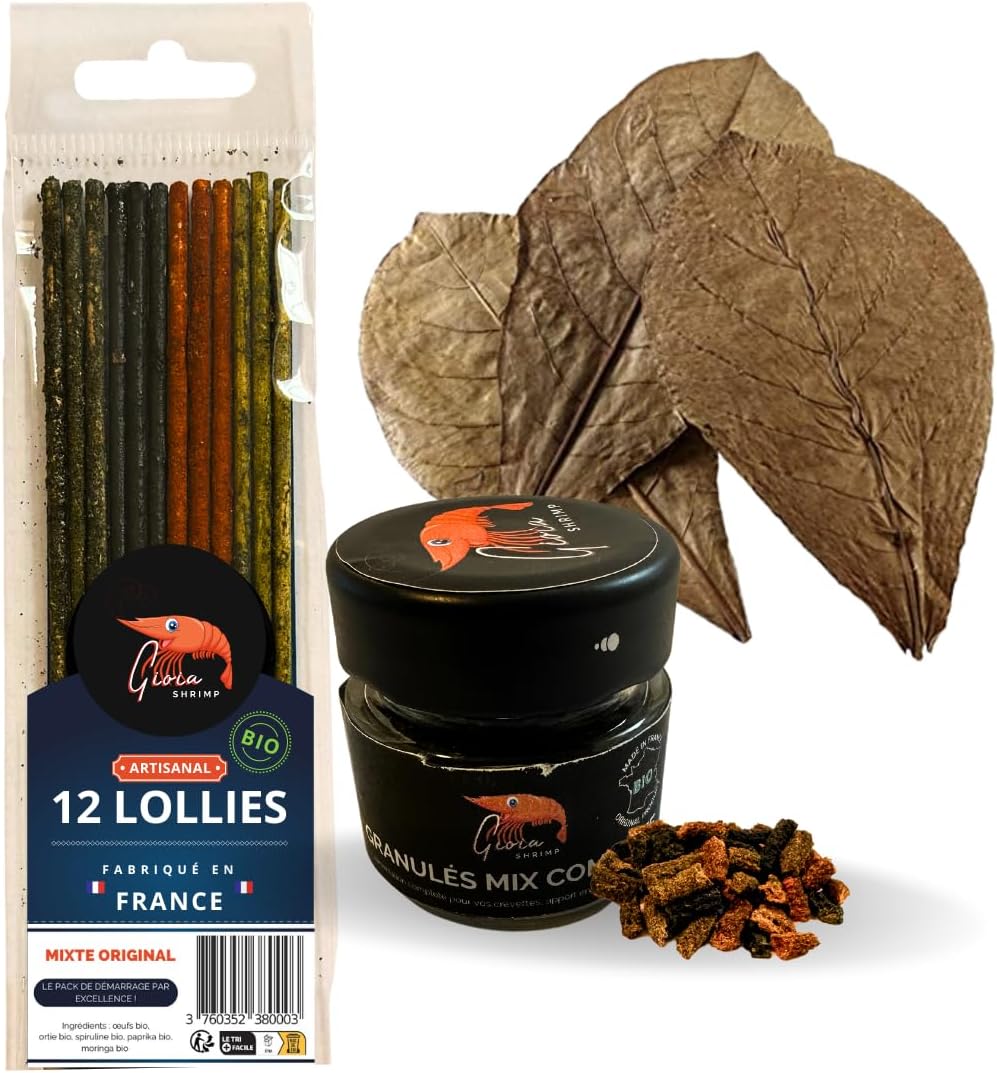 Kit Alimentation pour crevette d'aquarium/Lollies/granulés/Feuilles de catappa