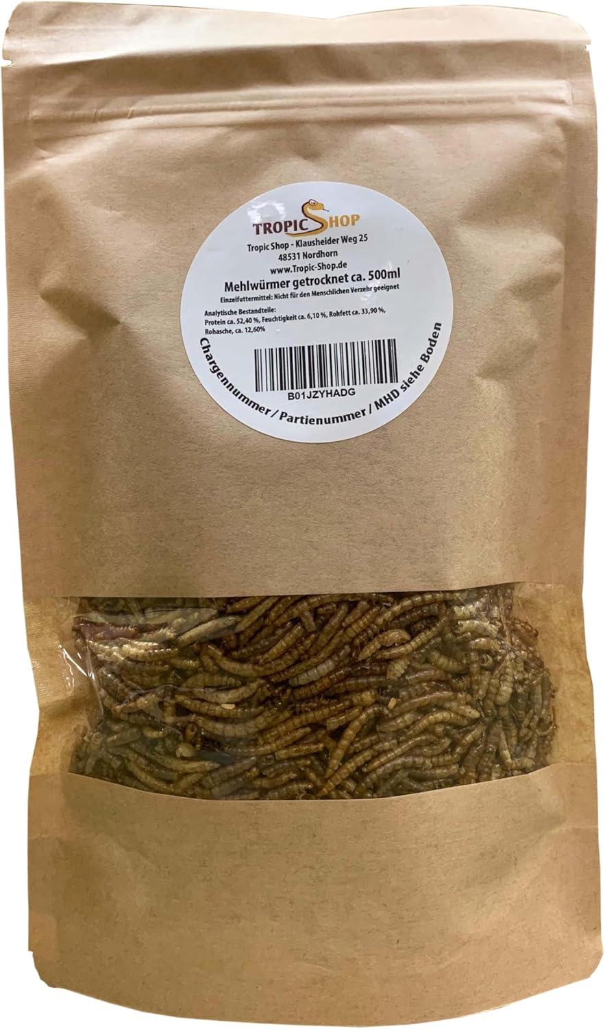 Vers séchés congelés- 500 ml - Nourriture pour reptiles, tortues, oiseaux, hérissons