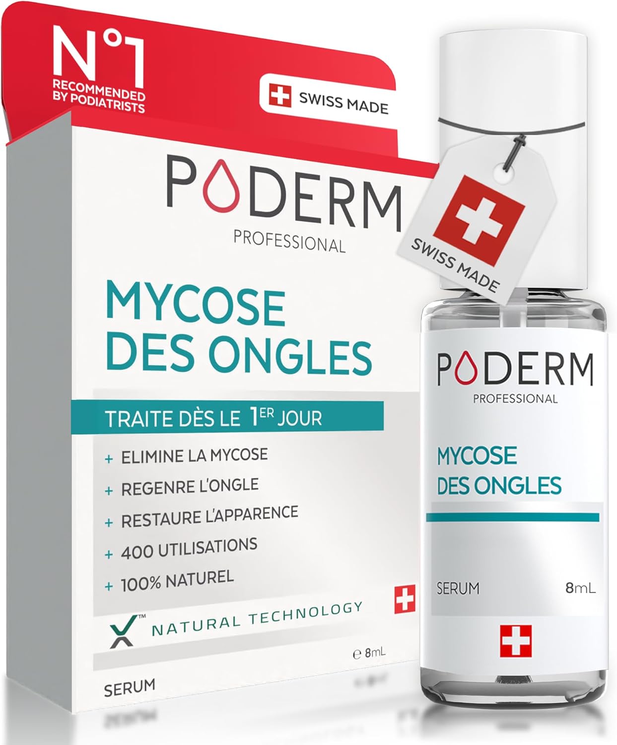 MYCOSE ONGLE TRAITEMENT 2en1 - Aux plantes exceptionnelles puissantes antifongiques et réparatrices - Soin professionnel pied/main - Facile & rapide - Swiss Made Serum Mycose 8 ml (Lot de 1)