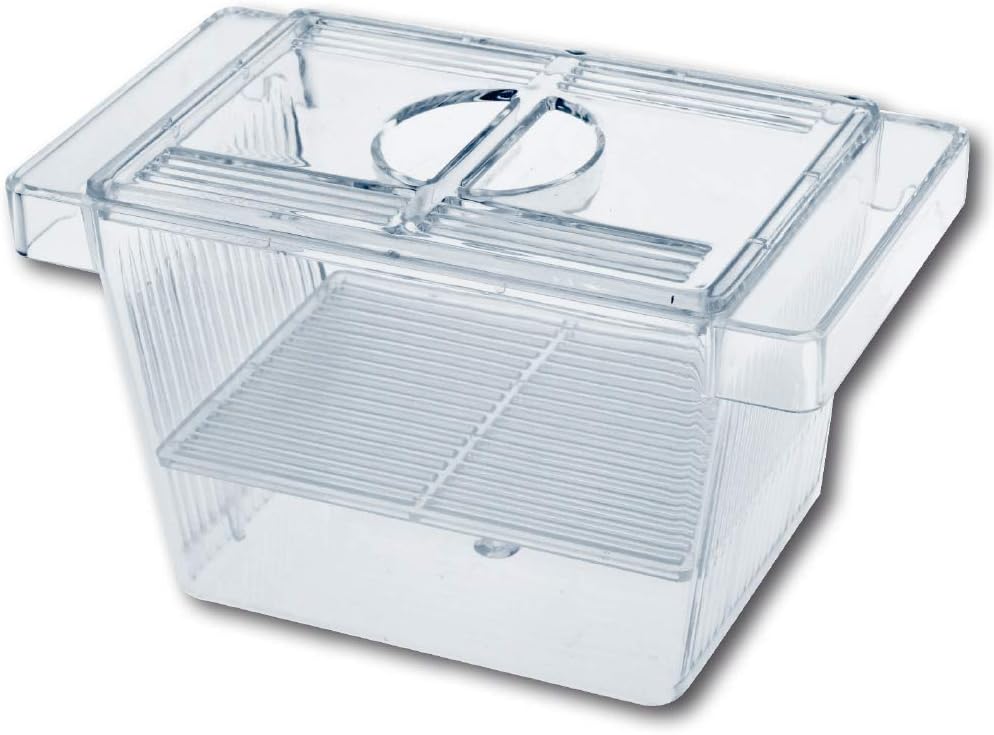 Spawning Room - Réservoir d'Élevage des Poissons d'Aquarium 3 en 1 avec Couvercle, Flottant, Transparent, 12X6X6 cm