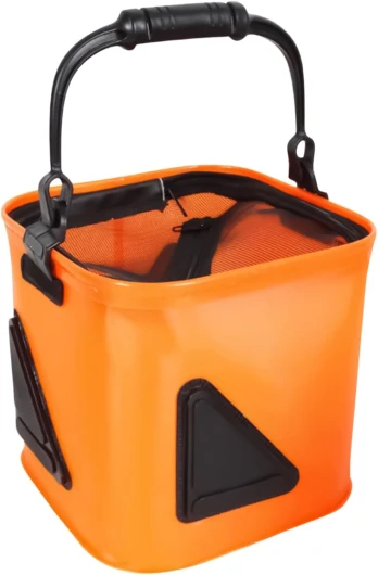 Nuyhadds Seau De Minnow - Seau De Pêche À La Poignée Pliable, Tacle De Poisson - Boîtes pour Kayaks Camping Car Plage Bank Banc De Banc D'extérieur Transport De Marais De La Cabane Orange