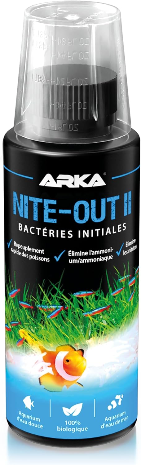 Bactéries de démarrage Aquarium 118ML – réduit Ammonium & nitrites dès la première Dose – idéal pour Mise en Route, Changement d’Eau & ajout de Poissons – Formule Biologique sûre – ARKA 118 ml