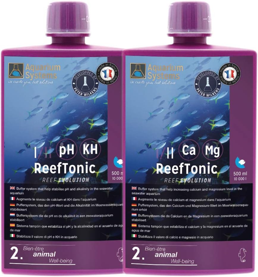 Aquarium Systems Reef Evolution Reef Tonic 1 & 2 Stabilisateur pour Aquariophilie 2 x 500 ML
