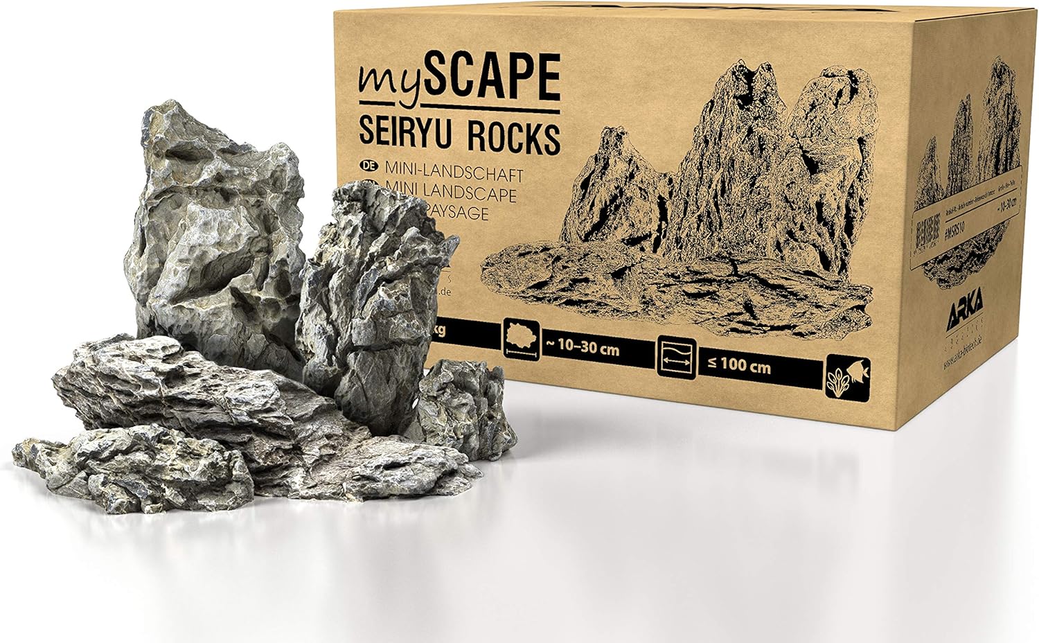 ARKA mySCAPE-Rocks Seiryu - Pierres Naturelles d'aquascaping pour des aménagements créatifs d'aquariums d'eau Douce et de terrariums, idéales pour la Plantation