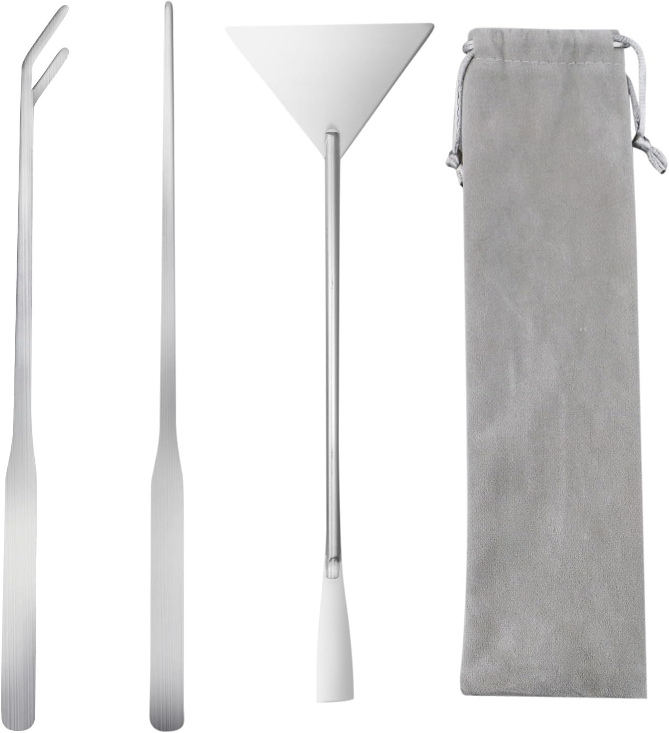 Lot de 3 outils d'aquarium en acier inoxydable - Kit d'entretien pour aquarium - Pince à épiler - Spatule - Kit de démarrage pour le gravier de plantes d'aquarium