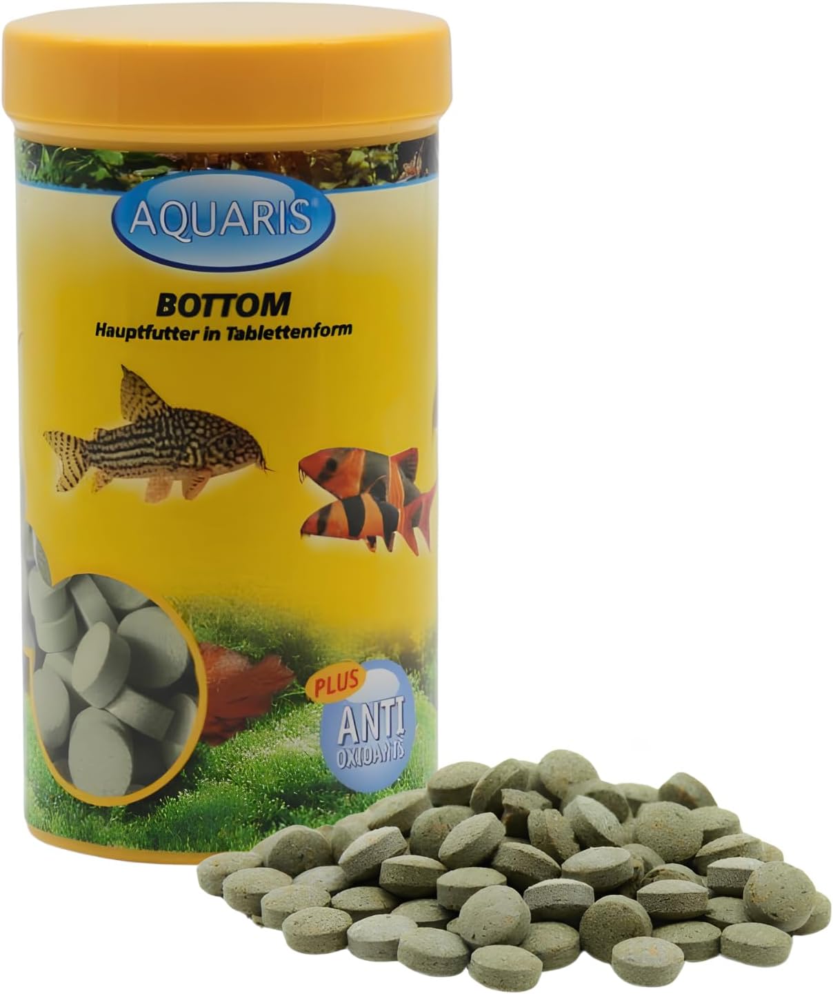 AQUARIS Bottom Tablette - Nourriture pour Poissons de Fond d’Aquarium - Aliment Principal, très digeste pour loches, Poissons-Chats, sans Troubler l’Eau - 250 ML - 155 g