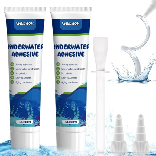 WEILAOK Colle Aquarium, Colle Silicone Transparente, Colle pour Liner Piscine, Joint D'étanchéité en Silicone pour Aquariums, Salles de Bains, Cuisines, Piscines-60ml*2