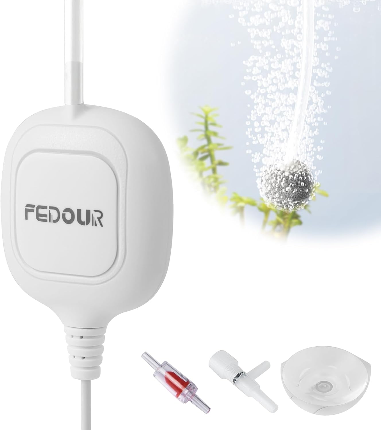 FEDOUR Mini Pompe à Air pour Aquarium, Nano Aérateur D'Aquarium Ultra Silencieux, Bulleur D'Aquarium pour Aquarium Betta Jusqu'à 35L, Bocal à Poissons