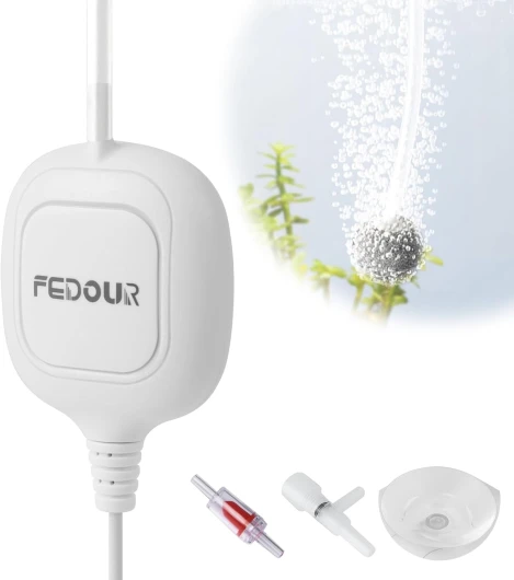 FEDOUR Mini Pompe à Air pour Aquarium, Nano Aérateur D'Aquarium Ultra Silencieux, Bulleur D'Aquarium pour Aquarium Betta Jusqu'à 35L, Bocal à Poissons