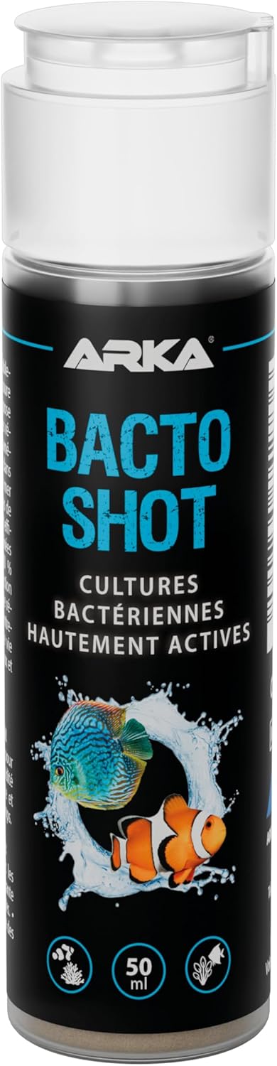 Bactéries Aquarium 50ML – ARKA Bacto-Shot – clarifie l’Eau en 24h – bactéries vivantes nettoyantes & filtrantes avec Support Naturel – idéal en Cas de nitrites, Trouble ou démarrage