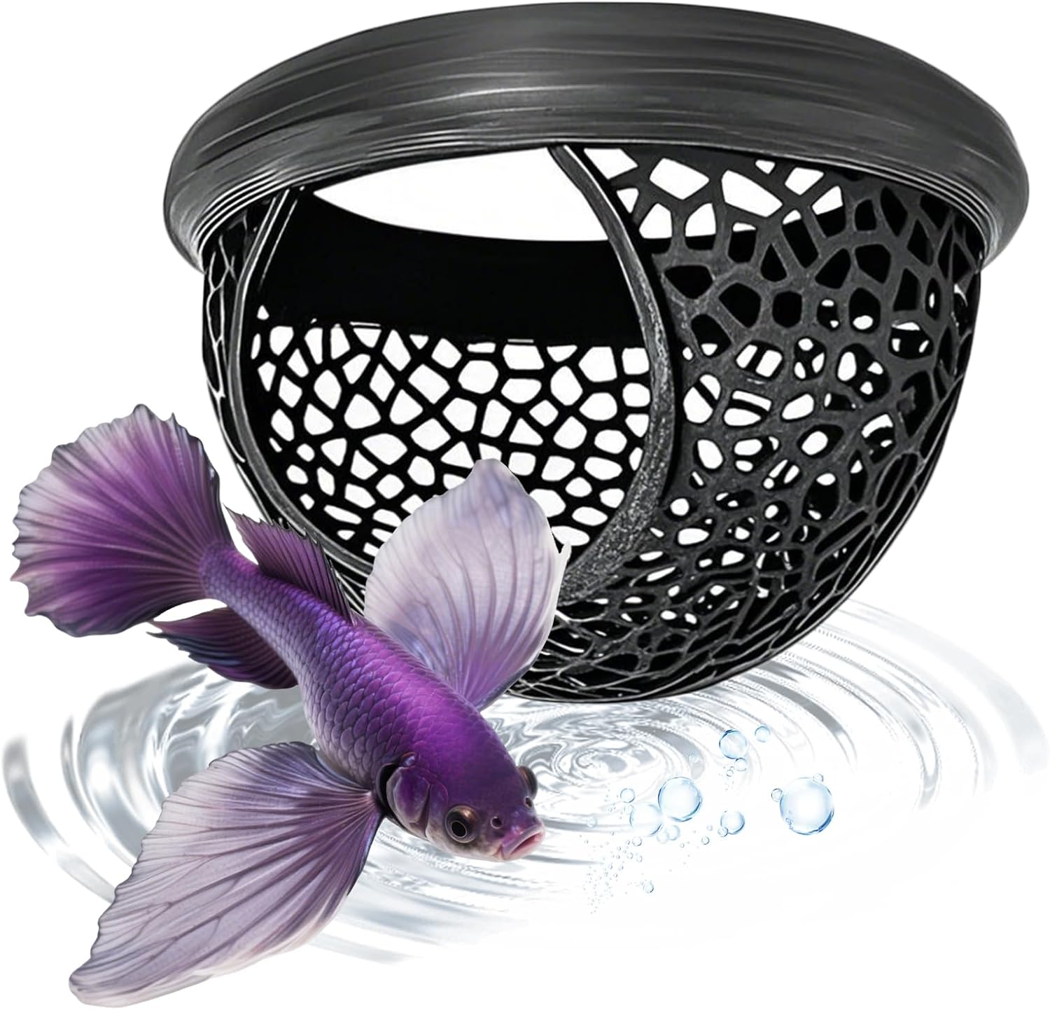 CHENYUOUYANG Grotte flottante pour aquarium - Accessoires pour betta, poissons et crevettes (noir, taille L)