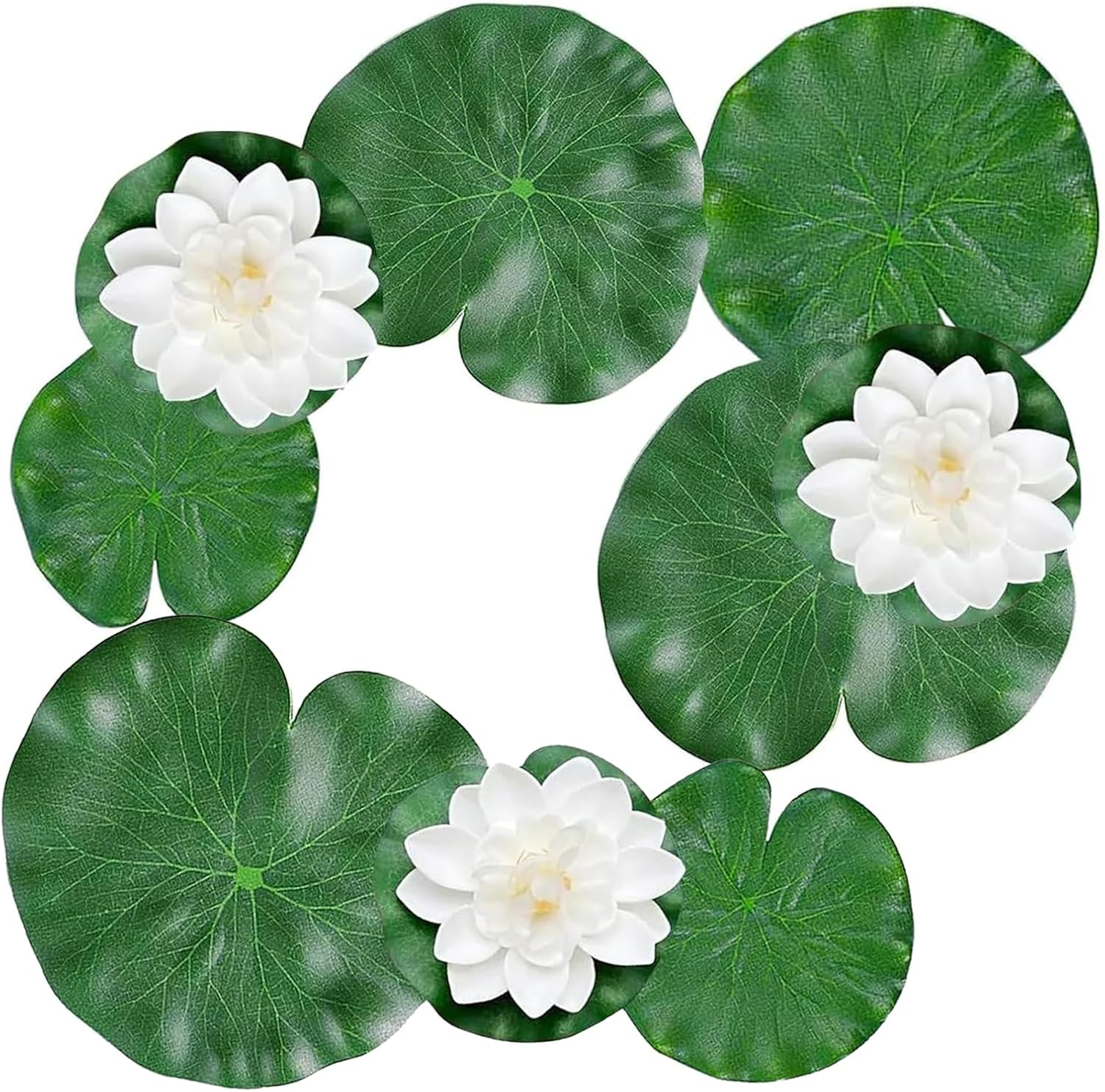 CHUANFU 9 Pièces Fleurs Flottantes, Nénuphar Artificiel, Nénuphars Artificiels Flottants, Fleur en Mousse EVA, Flottante Plantes pour Piscine, Aquarium, Scène de Ruisseau