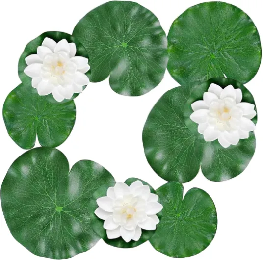 CHUANFU 9 Pièces Fleurs Flottantes, Nénuphar Artificiel, Nénuphars Artificiels Flottants, Fleur en Mousse EVA, Flottante Plantes pour Piscine, Aquarium, Scène de Ruisseau