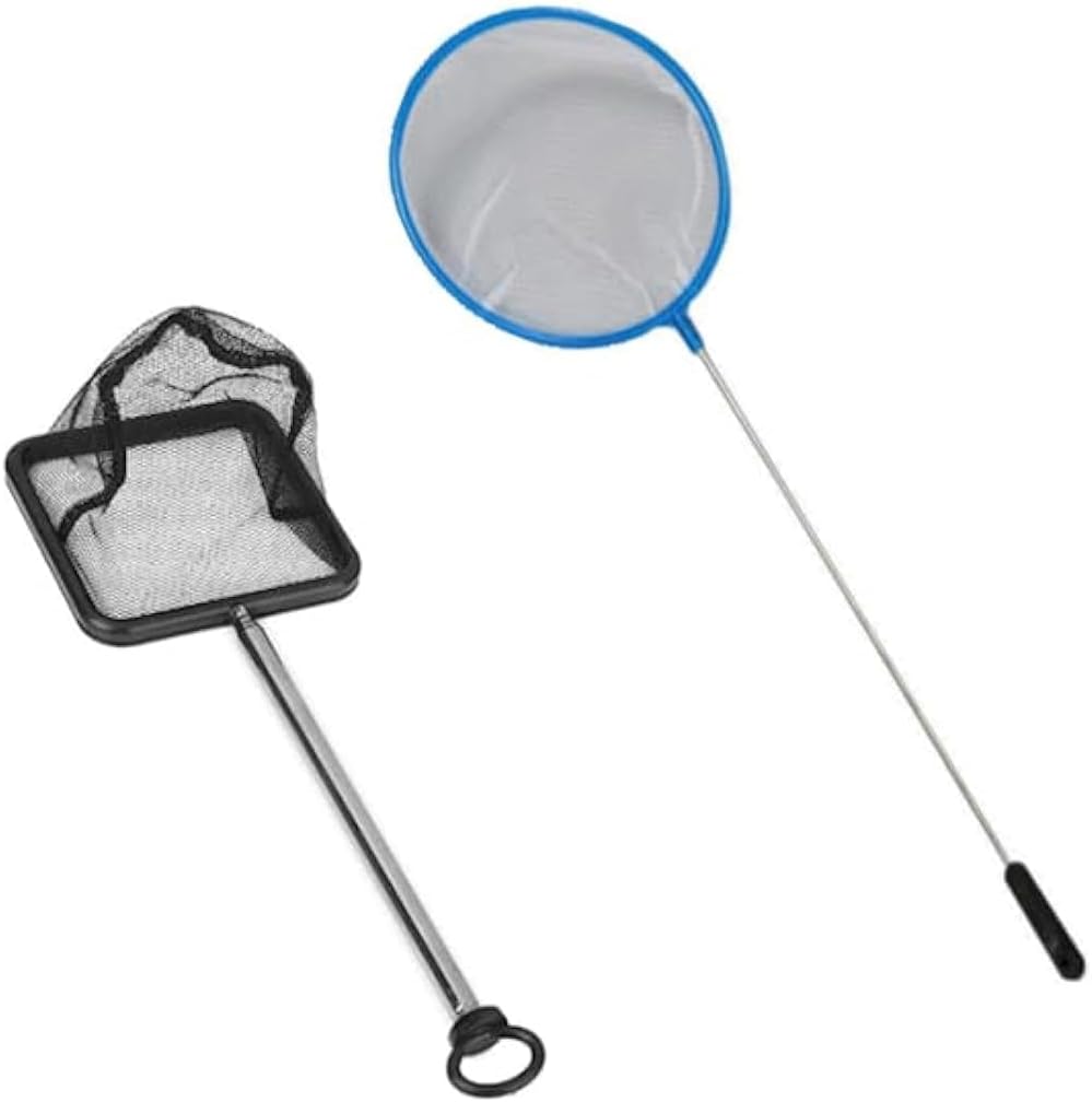 Forminda 2 pièces Filet，Petit Filet de pêche avec poignée rétractable et poignée en Plastique pour la pêche en Aquarium Petit Épuisette，