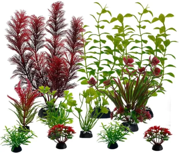 Plantes Artificielle pour Aquarium et Terrarium, 11 Pièces, Plante de Décoration (PlantF)