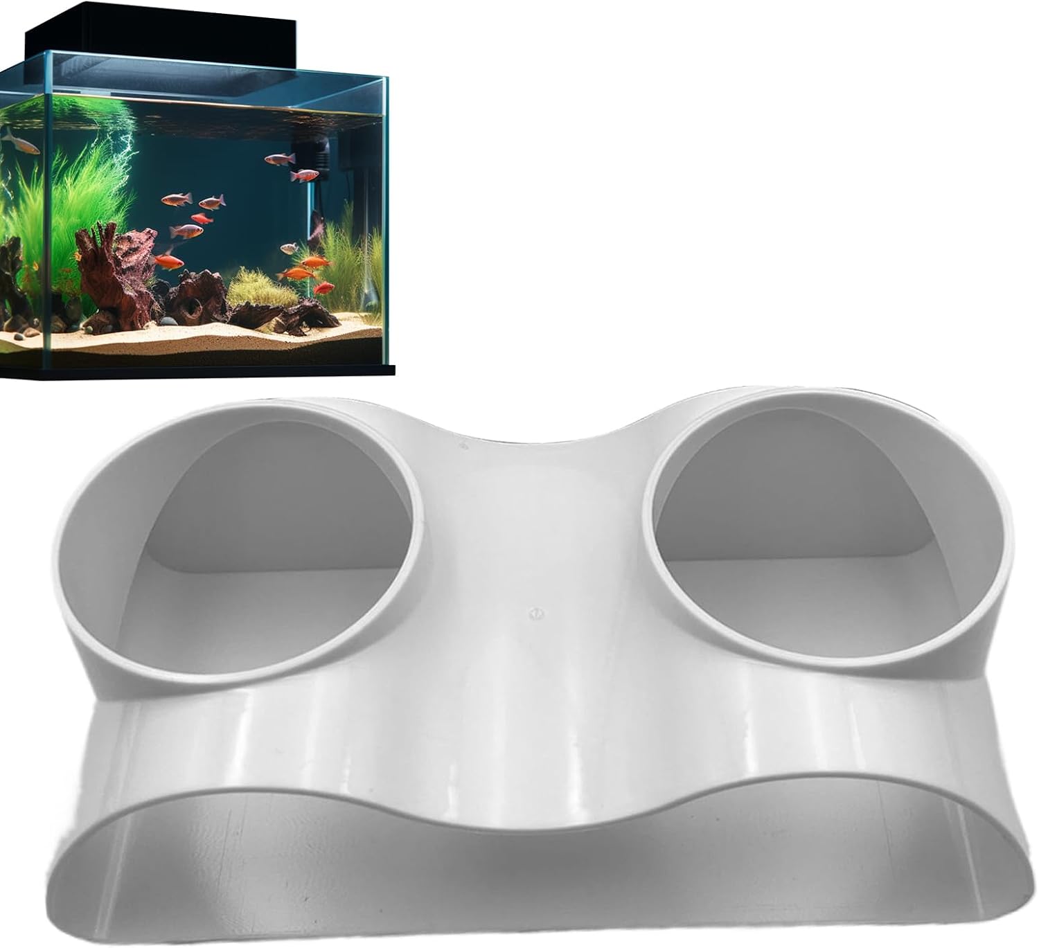 Zestivra Tunnel d'aquarium - Cachette d'angle - Grotte naturelle - Décoration à double trou avec accès visible pour poissons, crabes dans le lit de gravier et comme abri dans l'aquarium pour les Blanc