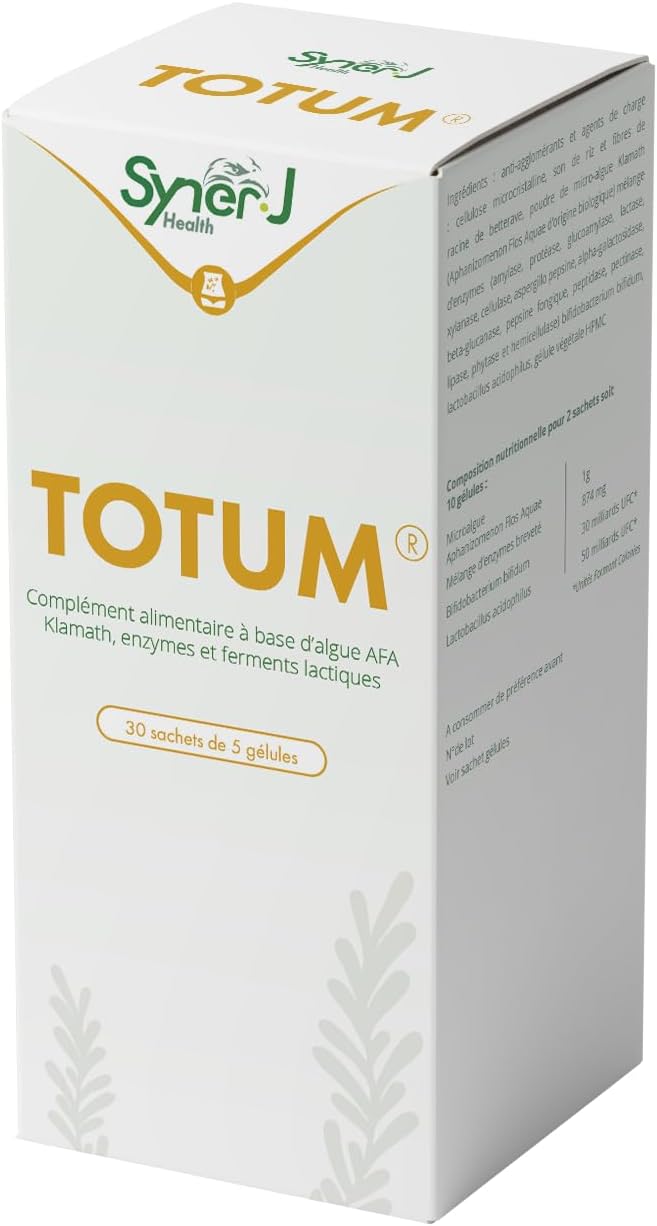 TOTUM - Équilibre Digestif & Confort Intestinal - Enzymes, Probiotiques, AFA Klamath - 30 Sachets de 5 Gélules - 1 Mois - SynerJ Health