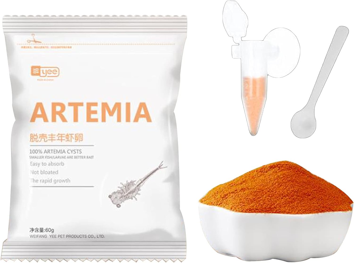 Artemia Oeufs de saumure pour crevettes - Nourriture pour bébés poissons - Nourriture décortiquée - Pour poissons d'aquarium