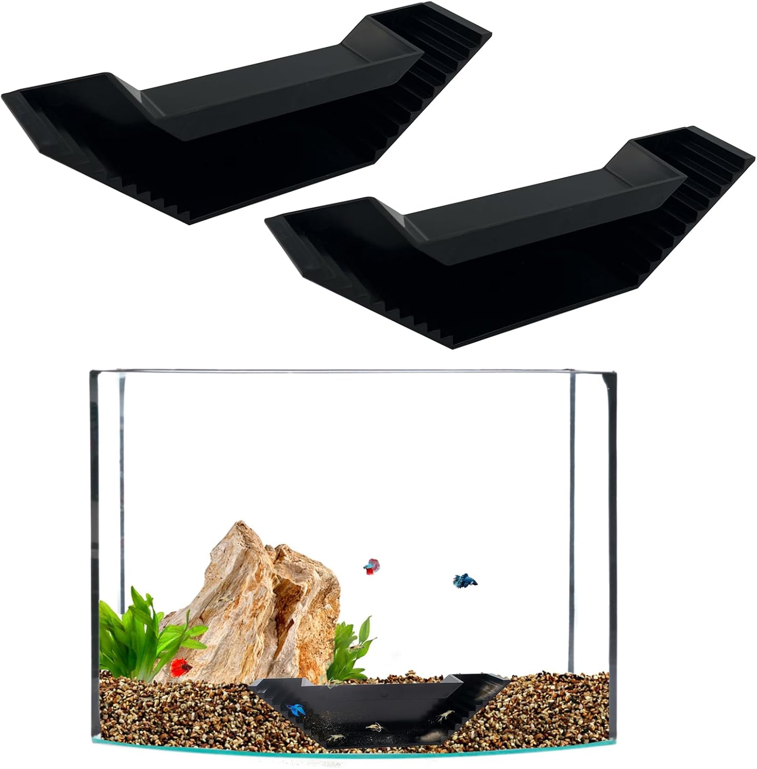 2 pièces Tunnel d'aquarium Souterrain Cachette de Poissons et de Crevettes Décoration de Aquarium pour Petits Poissons 21x4x5,3cm