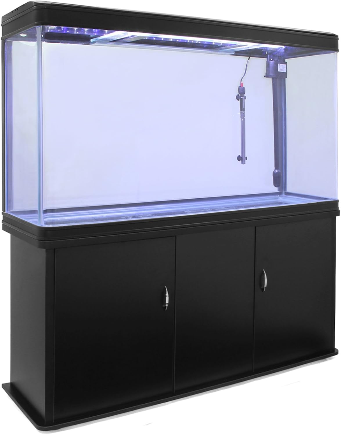 MonsterShop – Aquarium à Bords Noir de 300 litres, Meuble de Support Noir, d’Une Dimension Totale de 143,5 cm de Haut x 120,5 cm de Large x 39 cm de Profondeur