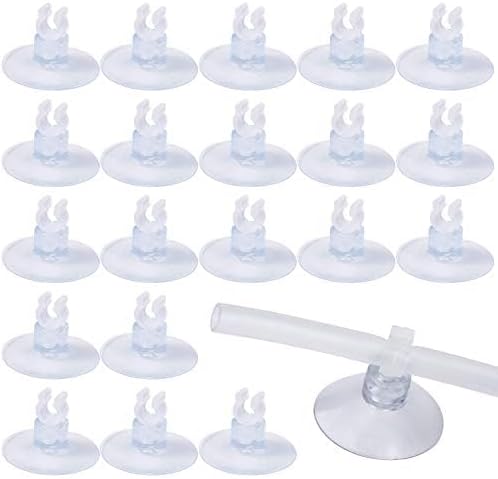 MINSHUXI 20 Pcs Ventouses Transparent pour Aquarium, 5mm Ventouses Aquarium avec Porte-Tube Clips Pinces pour Poissons d'Aquarium Ventouses Pompe à Air