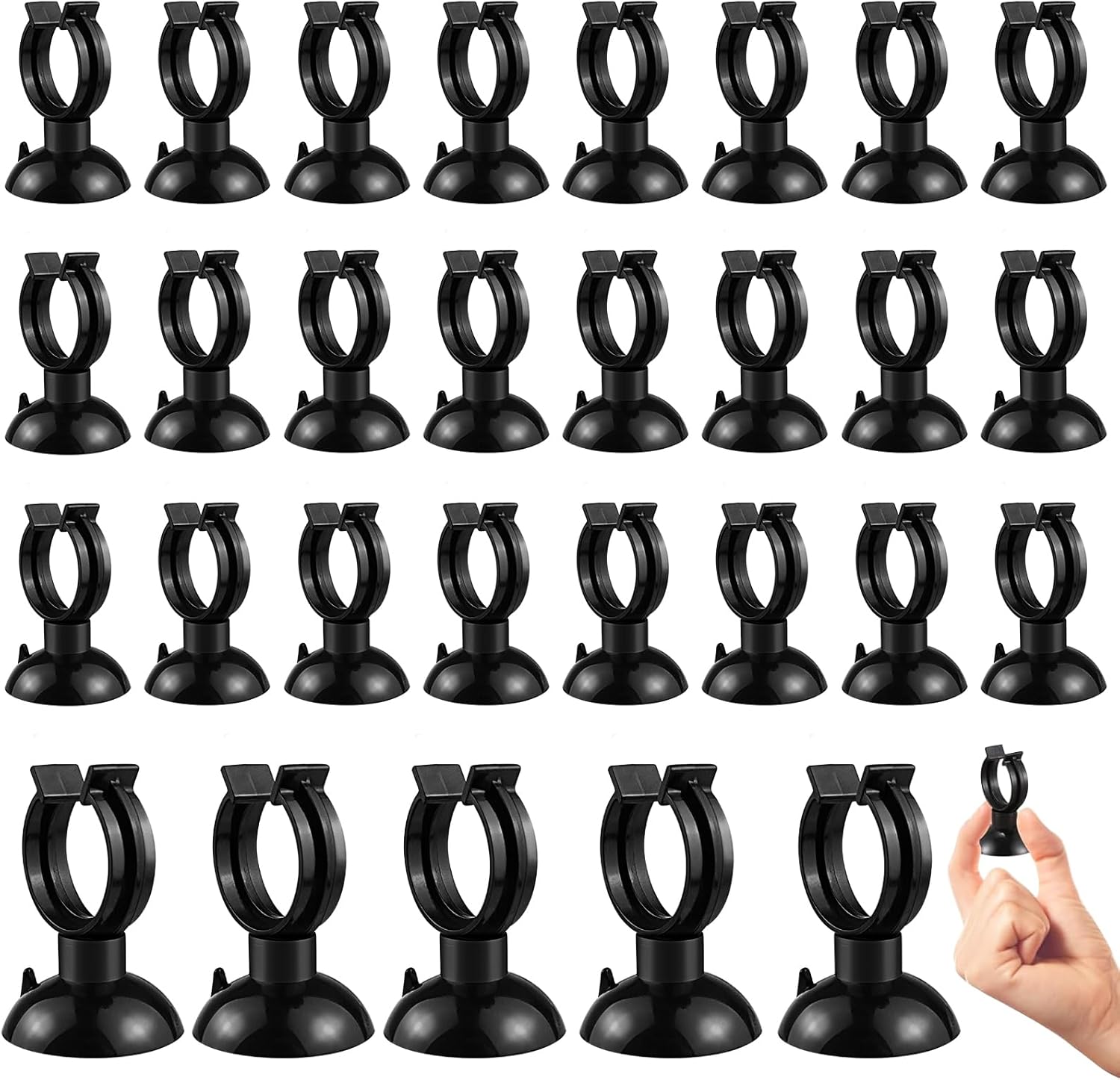 GZhaizhuan 30 Pièces Ventouse pour Aquarium, Clips PVC Écologique pour Chauffe Eau, Thermomètre, Tube d'eau (Noir)