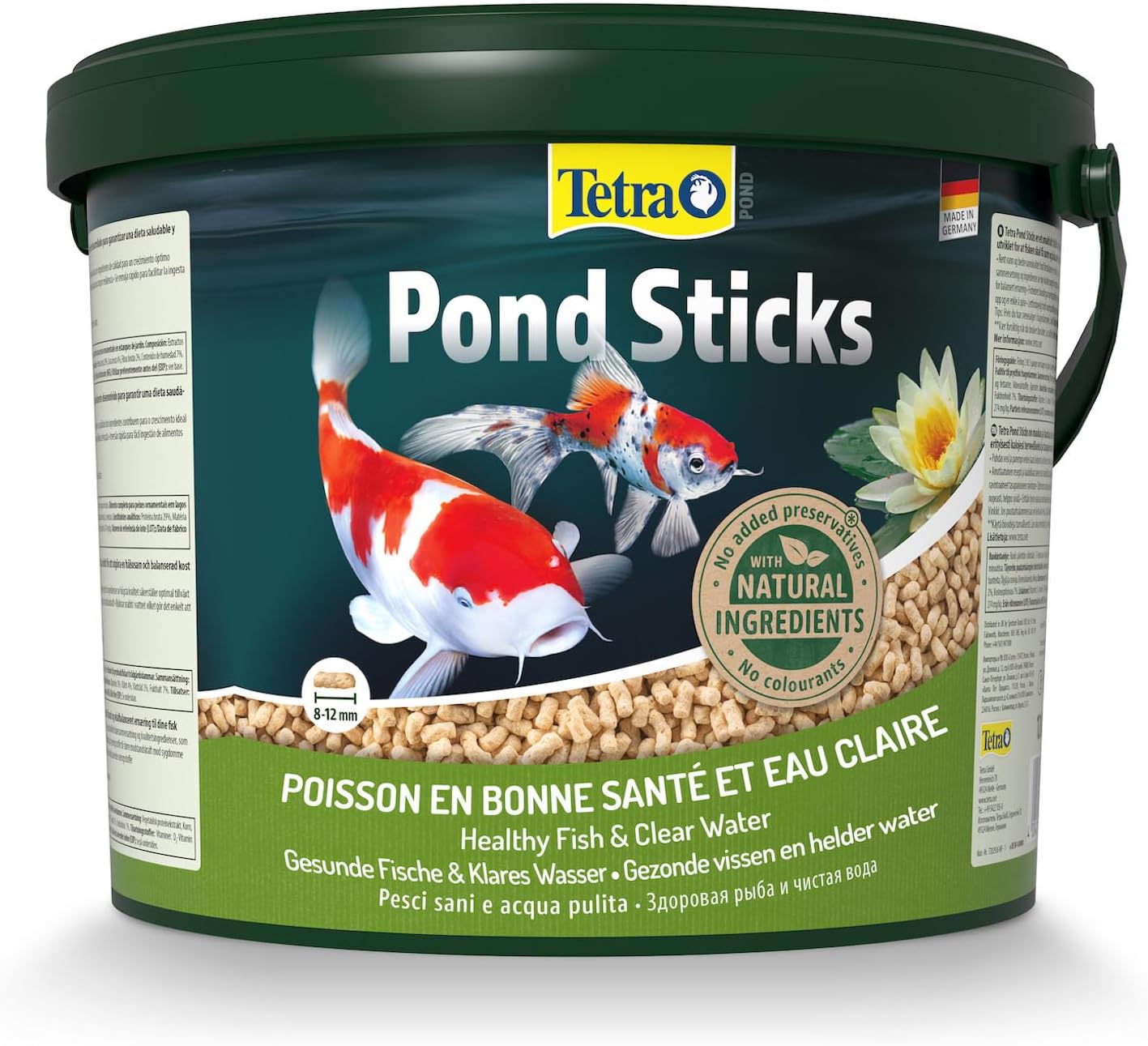Pond Sticks – Alimentation Quotidienne idéale pour tous les Poissons de Bassin – Enrichi en Oligo-éléments, Vitamines essentiels, Caroténoïdes – Ne pollue pas l’eau - 10L 10 l (Lot de 1)