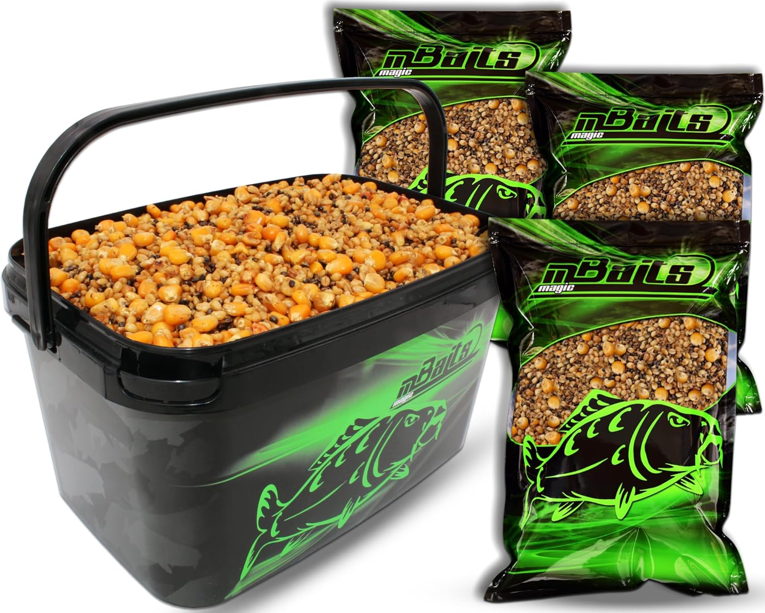 Magic Baits Ready Particle Mix Scopex dans un seau de graines de carpe prêtes à la pêche à la carpe - Graines cuites