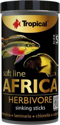 Soft Line Africa Herbivore Size S 250ml / 150g - Nourriture Tendre sous Forme de Bâtons Descendants pour Poissons Africains herbivores et omnivores Fruit de mer 150 g (Lot de 1)