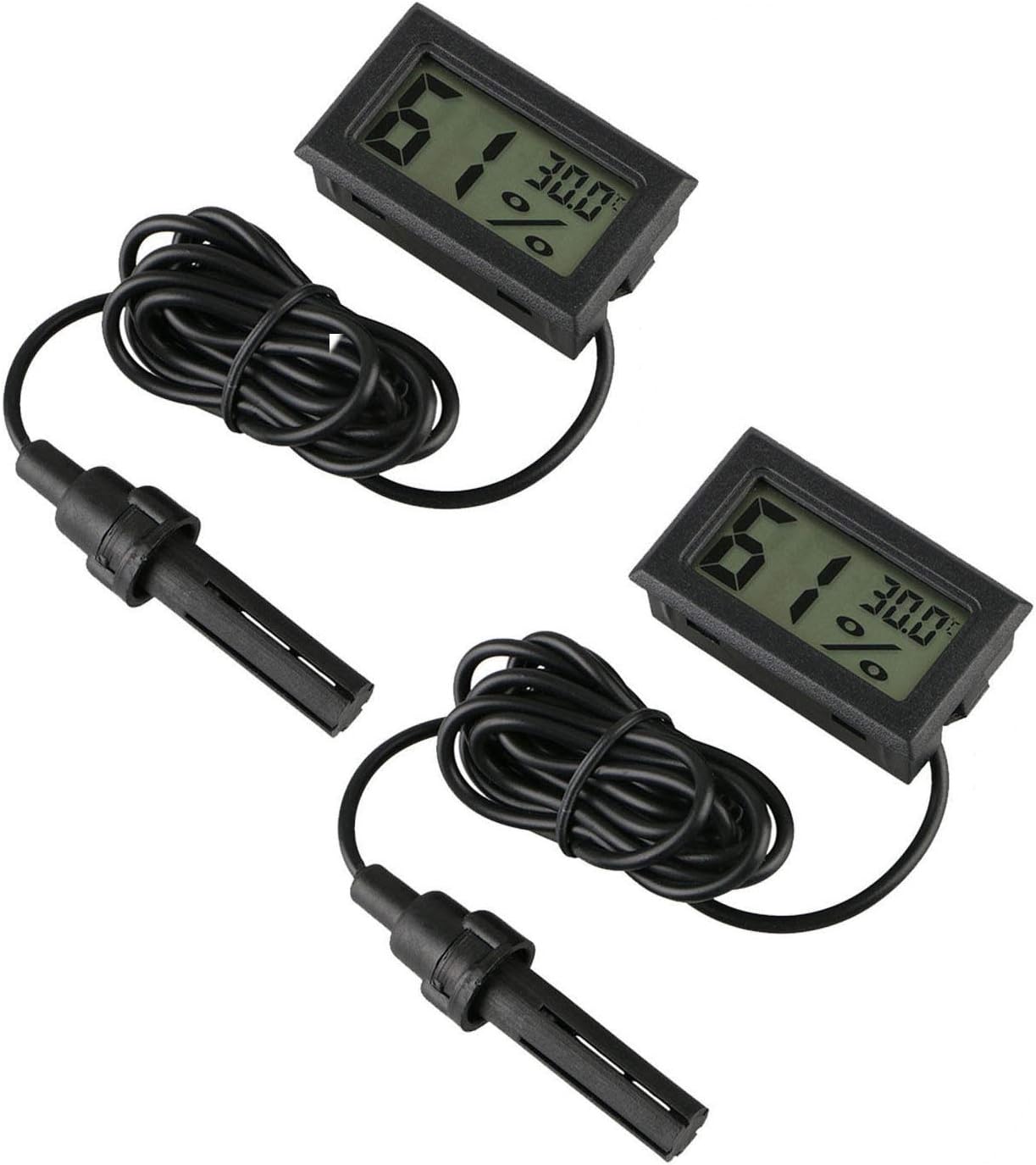 INRIGOROUS Thermomètre Hygromètre Digital Mini Sonde Jauge de Température Humidité Mètre pour Reptile Incubateur Aquarium Volaille Bureau Salle de Séjour 2 Pack Lot de 2