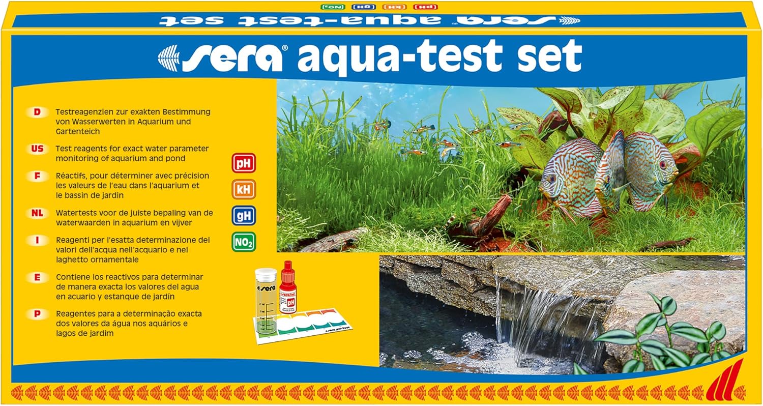 Sera aqua test set - set de tests pour aquariums - ph, dureté carbonatée, dureté totale, nitrites - contrôle facile des paramètres