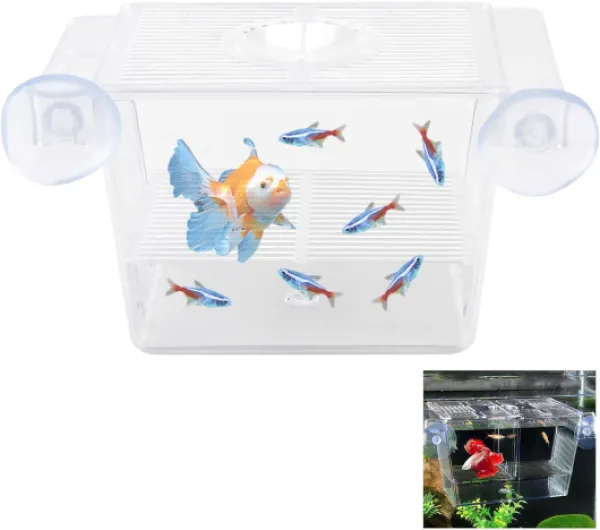 Aquarium Bebe Pondoir Aquarium Mini Aquarium avec Ventouses, Incubateur d'aquarium pour Acclimatation, élevage de Poissons Vivipares, Protection des Alevins, Guppy, Betta, Crevettes