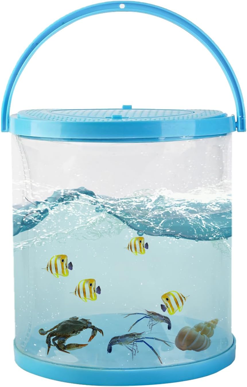 Dnoifne Petit Aquarium Pliable – Bassin de Transport Portable pour Poissons, Récipient en Plastique pour Capture et Relâche, Idéal pour Plage, Piscine, Lac et Débutants