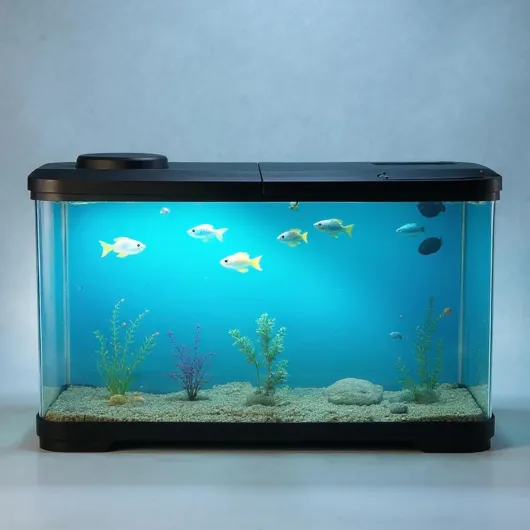 PortoAlegre Aquarium complet de 15 l, rectangulaire, avec couvercle LED, décoration acrylique, pour poissons et plantes aquatiques 15l