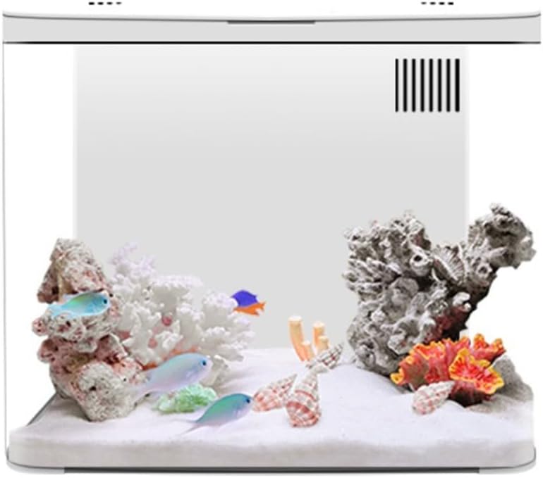 Petit aquarium avec éclairage LED et système de filtration multicouche, aquarium en acrylique conçu pour une utilisation de bureau et petits animaux aquatiques (blanc)