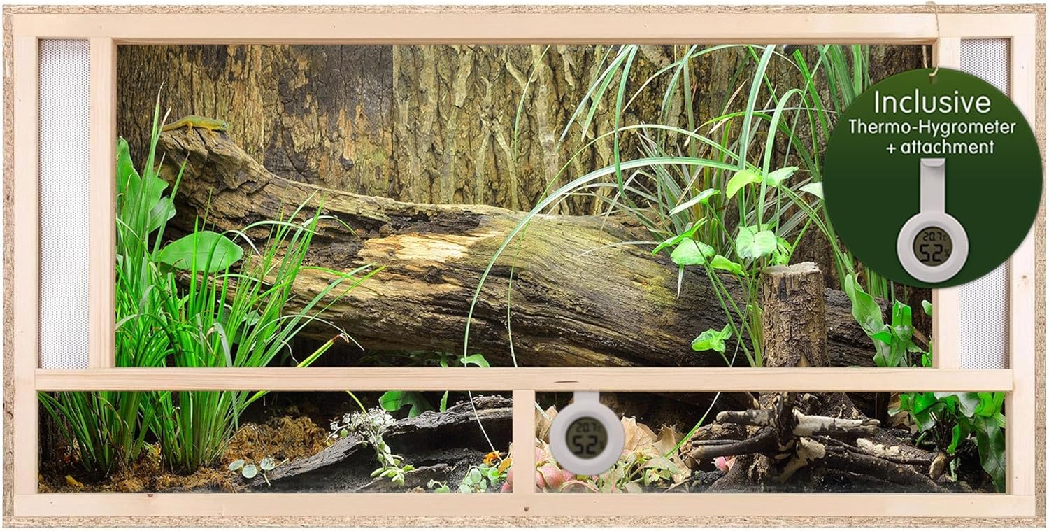 REPITERRA Terrarium Reptiles & Batraciens En Bois OSB, Facile à Monter avec Aération sur la Face Avant - 120x60x60cm 120x60x60cm - Front Vent