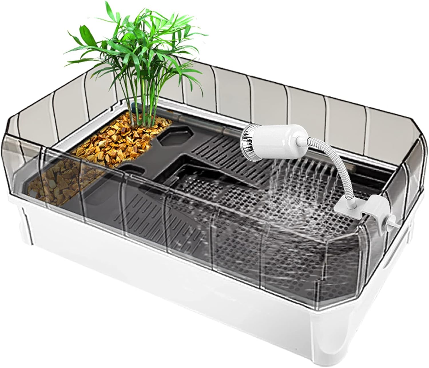 KWPHGLQA Aquarium pour Tortues, avec Plantes à Plateforme, Facile à Changer l'eau et à Nettoyer, résistant aux Chutes - Kit d'habitat idéal pour Tortues pour Reptiles du lac Blanc L