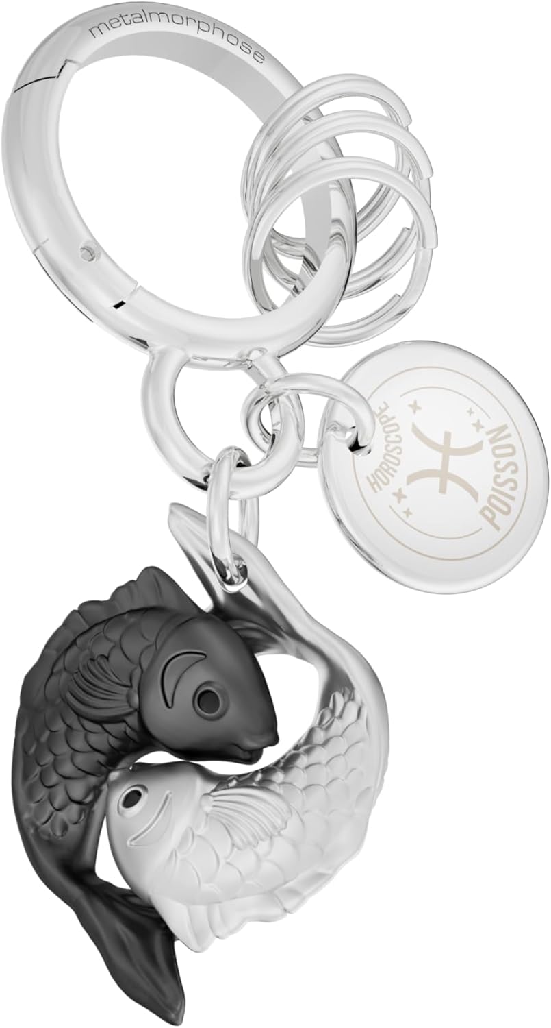 METALMORPHOSE - Porte-clés Charms Signe du Zodiaque Poisson - Signe Astrologique Poisson - Cadeau Homme, Femme et Enfant