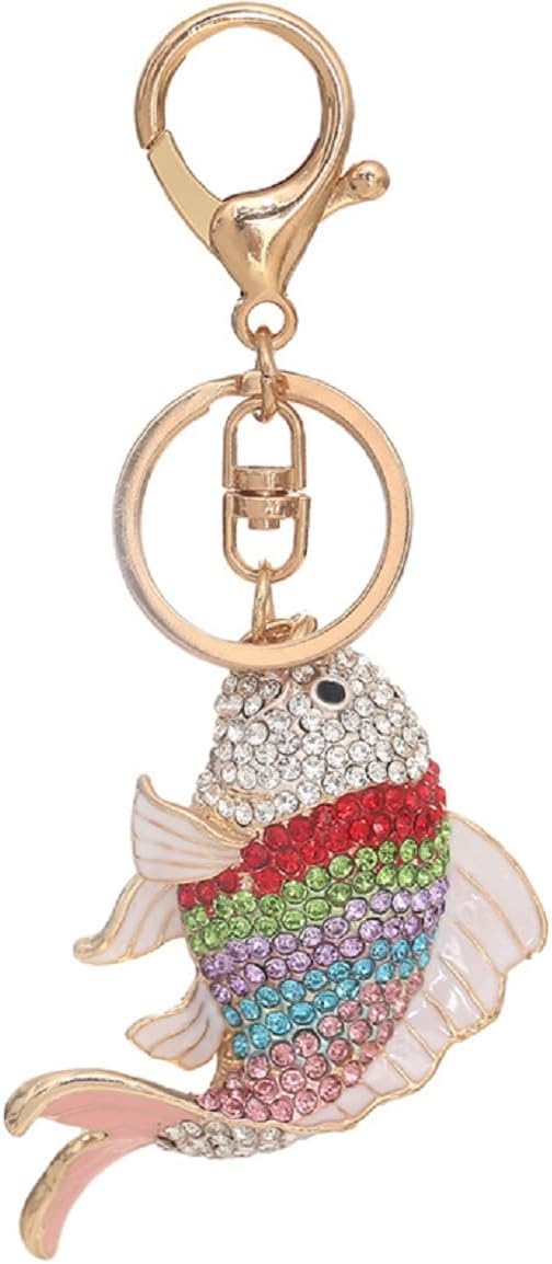 Porte-clés poisson rouge océan pour femme, Porte-clés poisson Koi porte-bonheur pour dames, Porte-clé d'été poisson de plage, Porte-clé de vacances en forme de poisson coloré et mignon