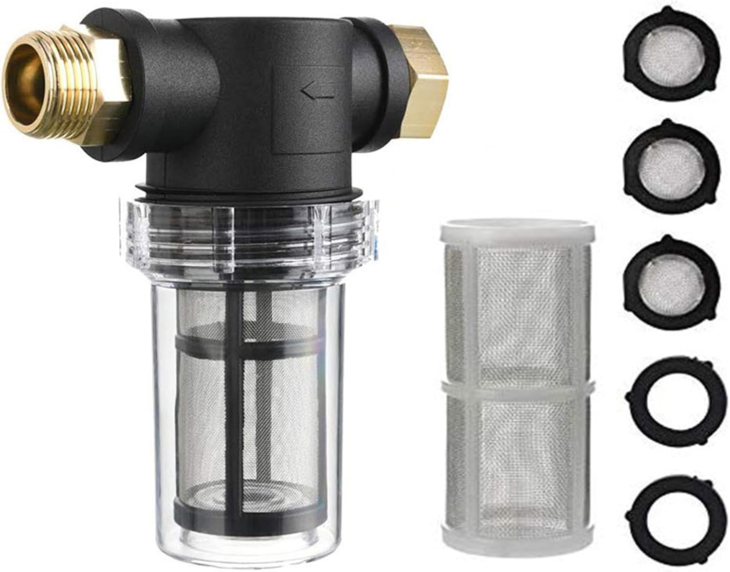 Filtre pour tuyau d'arrosage, pré-filtre pour pompes de jardin et installations d'eau domestiques, 3/4", filtre à eau à sédiments descendants, pré-filtre pour arrosage de jardin, bassin de jardin,