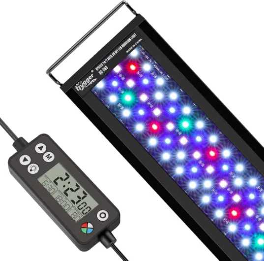 Hygger Aquarium Éclairage, Auto On Off Éclairage Aquarium LED,14W 24/7 Full Spectrum Fish Tank Light Avec Moniteur LCD, 7 Couleurs, Minuterie Réglable,3 Modes pour 30-45cm Réservoir Planté 14W ( for 30-45cm tank)