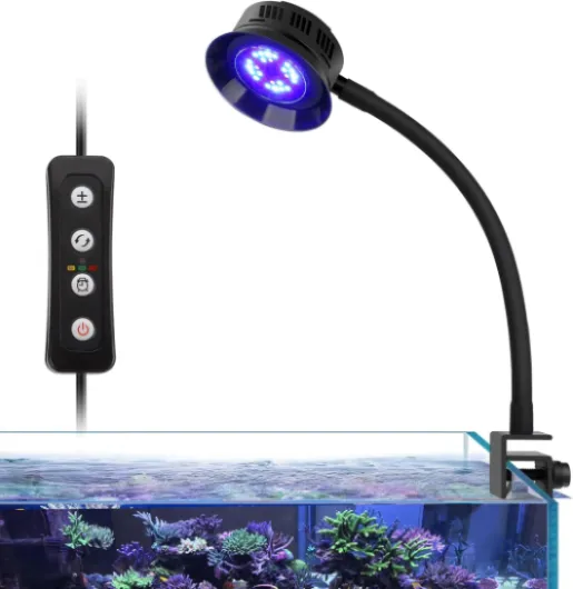 Hygger Clip on Éclairage Aquarium Led Salée, 30W Aquarium Light Marine,Full Spectrum Saltwater Led Light Aquarium Luminosité Réglable avec 3 Réglages de Synchronisation pour Coral Marine Tank