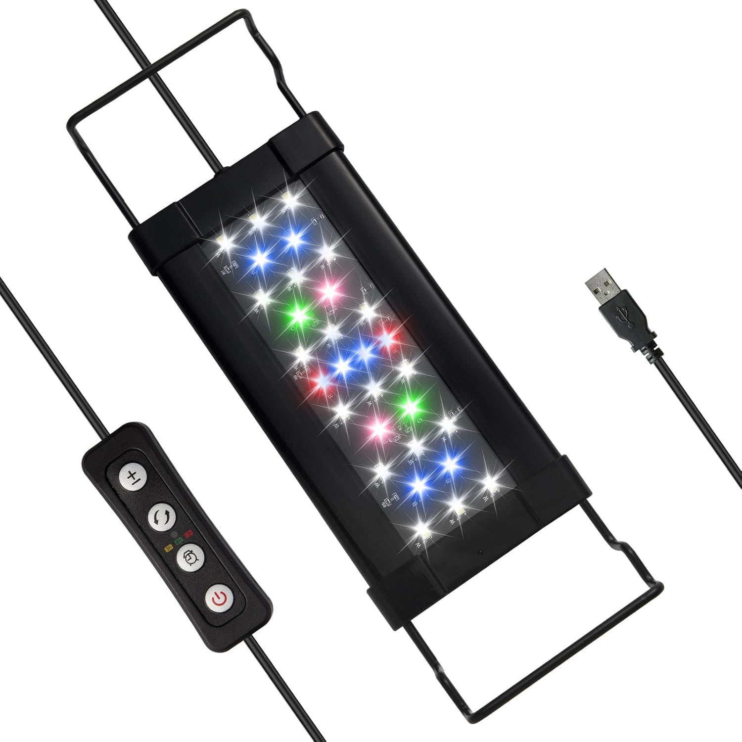 Éclairage Aquarium, USB Rampe LED 10W Full Spectrum Fish Tank Lighting, Supports Extensibles, Ajustable pour Plantes d'Aquarium, Contrôleur Externe, Minuterie réglable 10W(30-45CM)