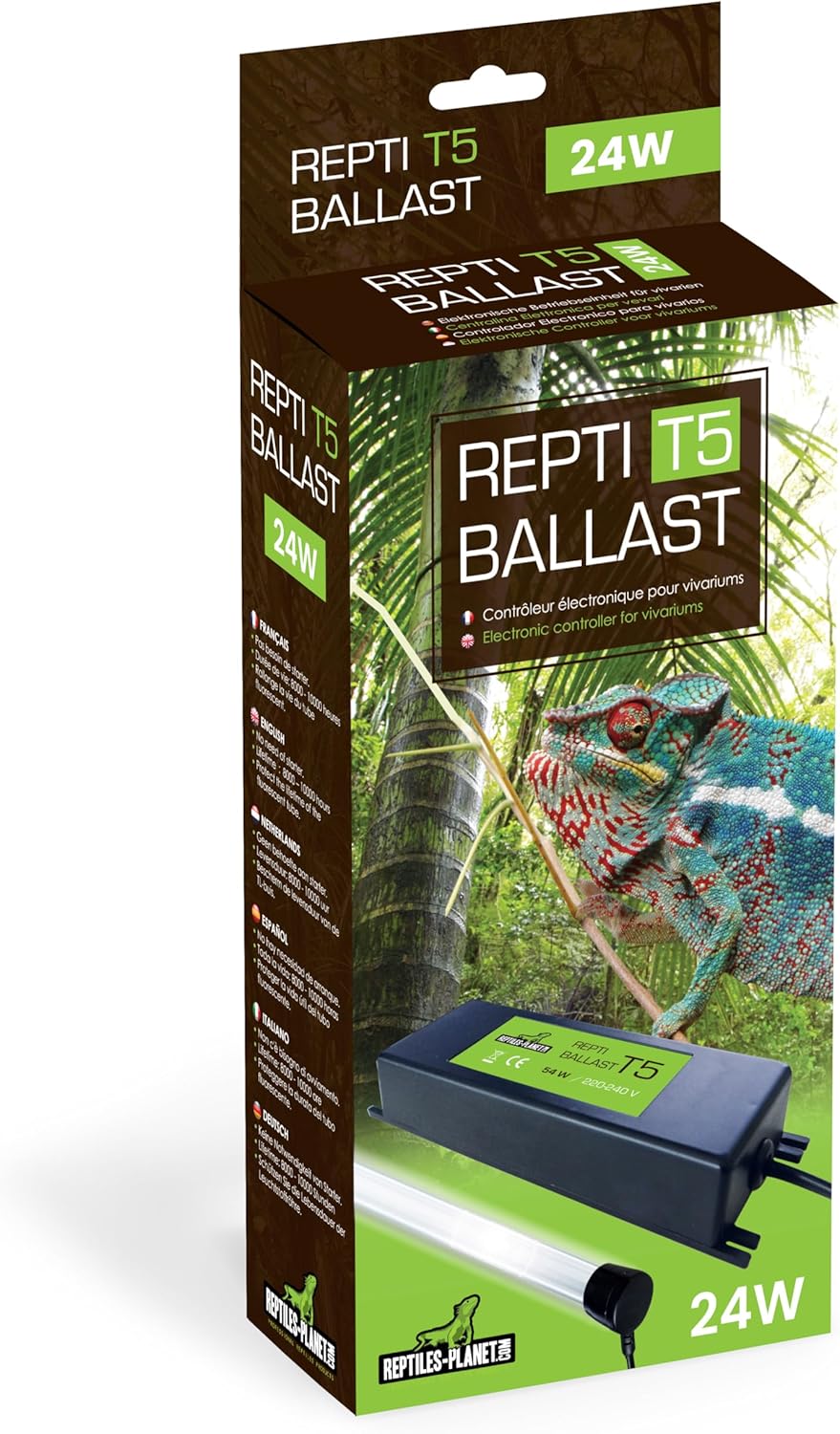 Repti Ballast pour Tube Fluorescent T5 de 24 W, Noir