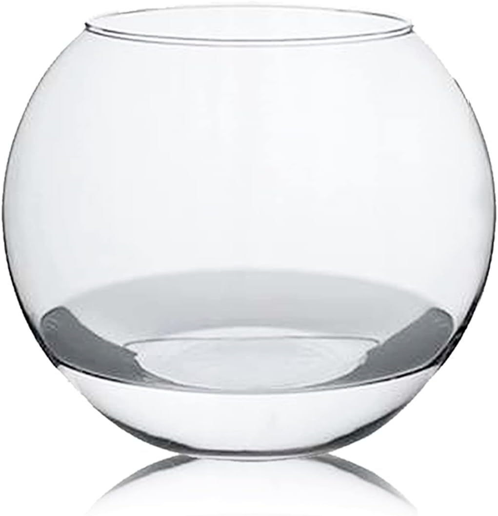 Aquarium Boule Vase en Verre - Diamètre 23.9 x Hauteur 20 cm - -JUANIO-