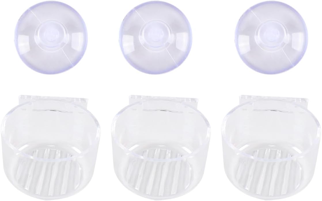 Alnicov Lot de 3 mangeoires à Poissons en Acrylique Transparent pour Aquarium, Bol Flottant pour crevettes, vers de Vase, avec Ventouse
