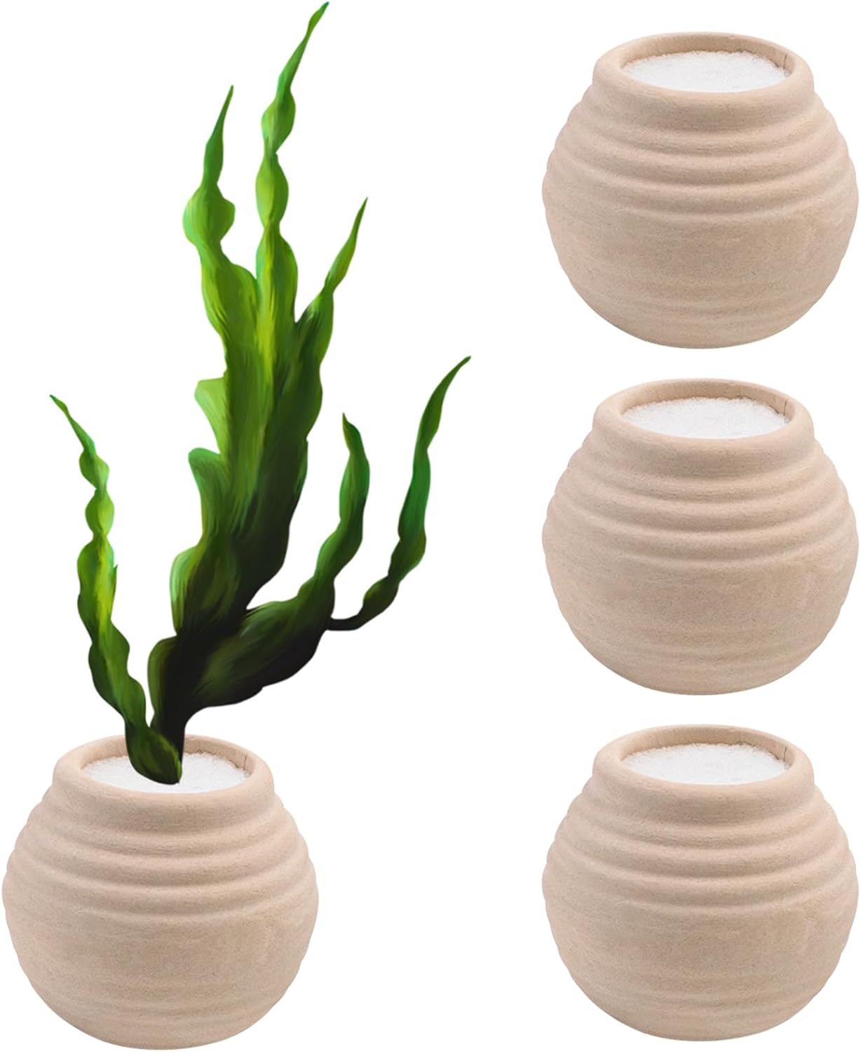 4 Pièces Anneau de Fixation pour Plantes Aquatiques Mini Pot en céramique et éponge Décoration d'aquarium Accessoires pour Aquarium 4x4,5 cm Blanc