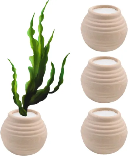 4 Pièces Anneau de Fixation pour Plantes Aquatiques Mini Pot en céramique et éponge Décoration d'aquarium Accessoires pour Aquarium 4x4,5 cm Blanc